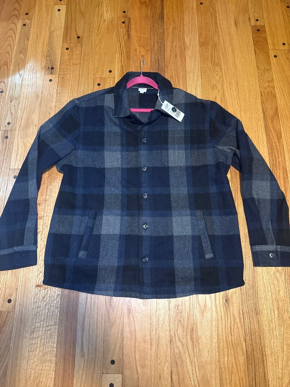 NEW BRAX Santiago Men’s XXL Plaid Wool Shirt Jacket Overshirt Gray Black $258
